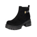 Suede Side Zipper Chunky Heel Ankle Boots (Large Sizes)