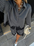 Striped Shirt & Drawstring Shorts Set